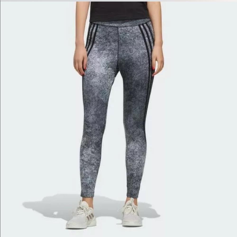 Large Adidas black white grey speckled feel brilliant leggings